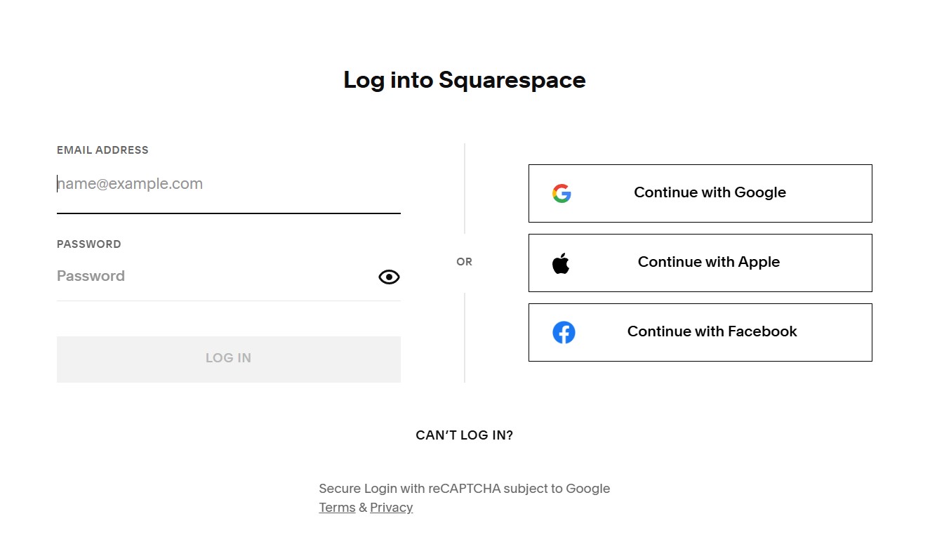 squarespace login page